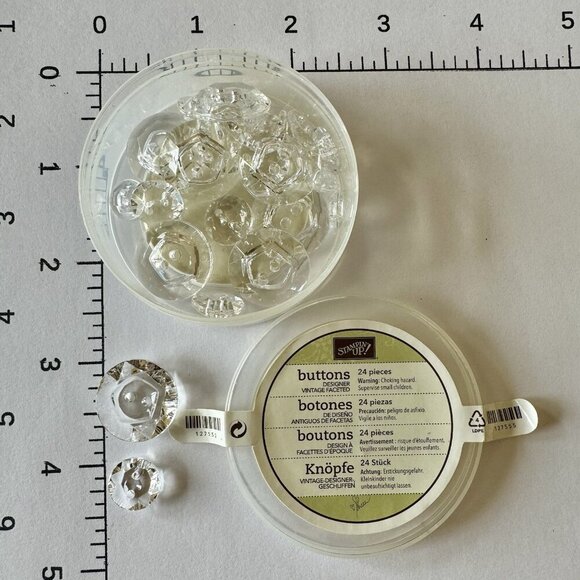 BUTTONS CLEAR FACETED RHINESTONES- Scrapbooking Embellishment Stampin Up Bazzill - Picture 2 of 8